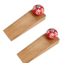 2 Pieces Red White Leaf Wooden Door Stopper